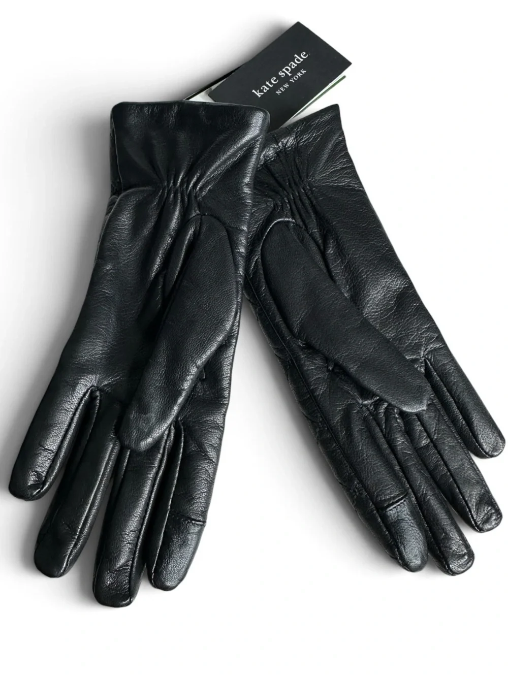 Kate Spade New York Quilted Leather Touchscreen Gloves Black Size L NWT